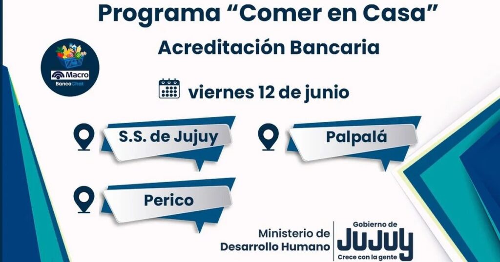 Acreditaron fondos de Comer en Casa para 24 mil beneficiarios en Jujuy