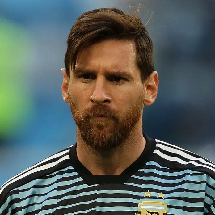 Argentine footballer Lionel Messi on 26 June 2018, ahead of the 2018 FIFA World Cup group stage match…
