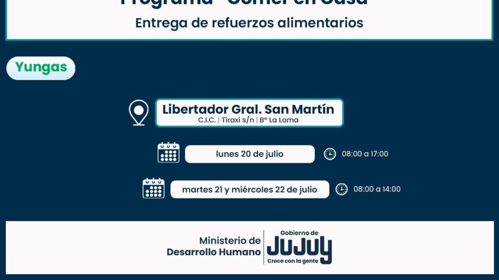 Familias de Calilegua y Libertador reciben esta semana las unidades de Comer en Casa
