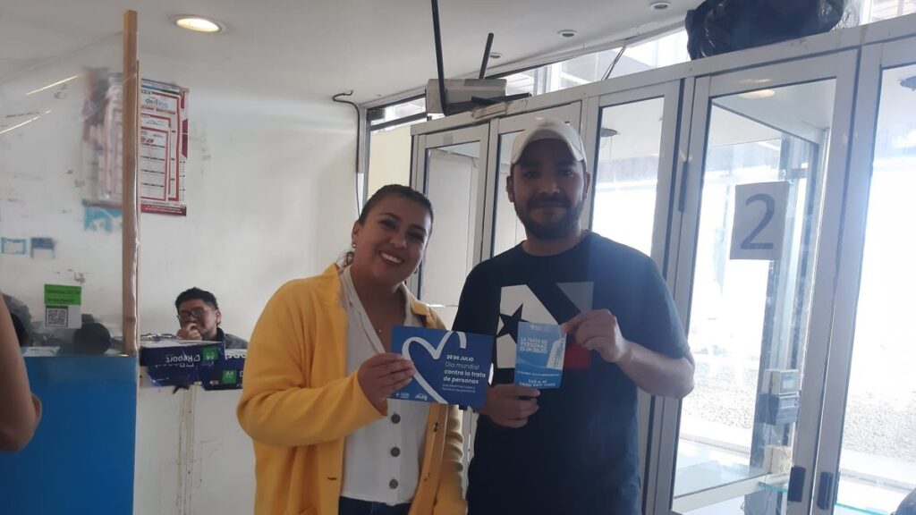 Campaña contra la trata de personas en la terminal de ómnibus