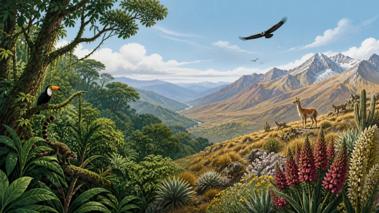 Diversidad de ambientes naturales de Jujuy — ilustración editorial