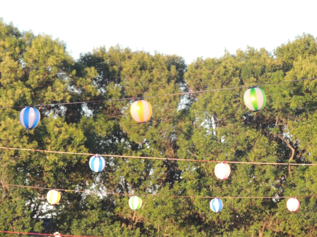 Faroles japoneses en un festival cultural en Argentina, imagen representativa