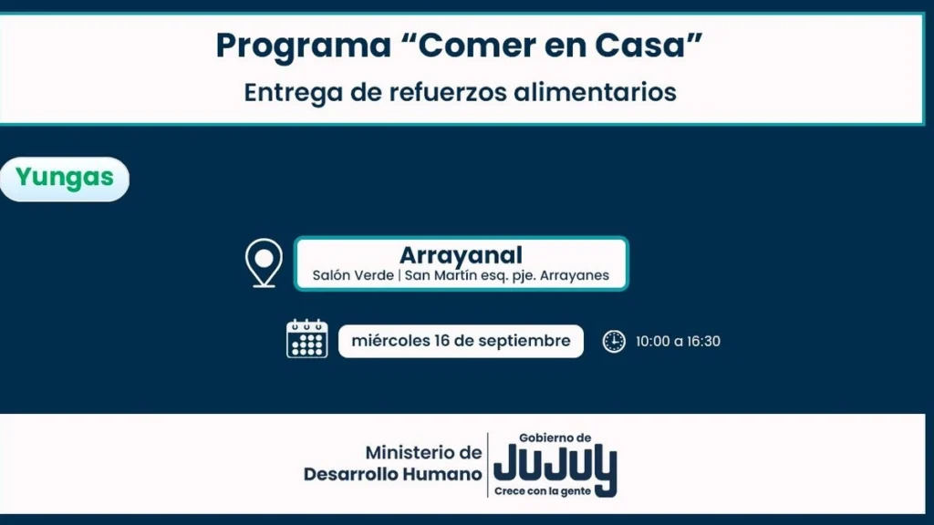 Comer en Casa en Arrayanal: asistencia social Jujuy