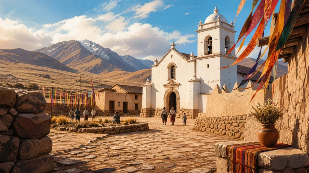 Pueblo histórico de Yavi en la Puna — ilustración editorial