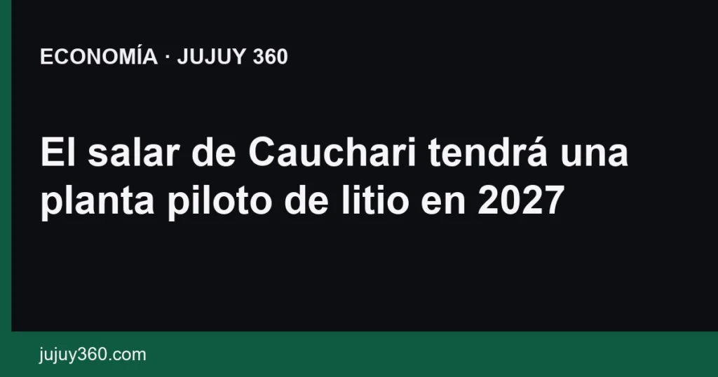 El salar de Cauchari tendrá una planta piloto de litio en 2027